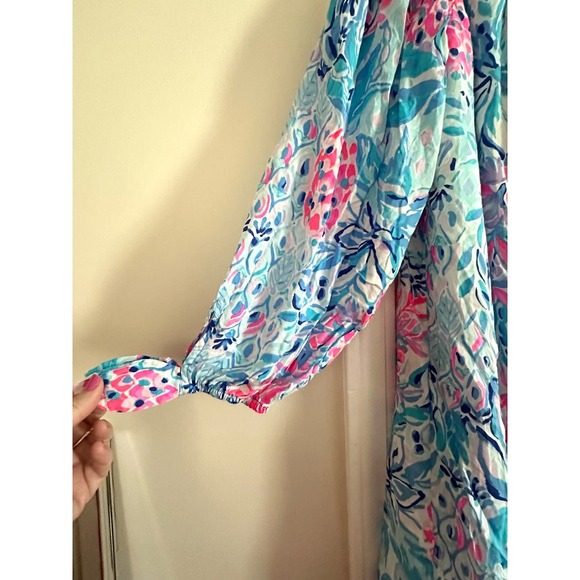 NWT LILLY PULITZER Maryellen Floral Dress - Zanzibar Blue Party Princess - SZ M - Picture 4 of 5